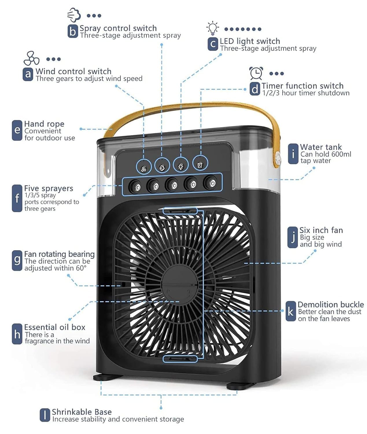 Portable Air Cooler with LED Light